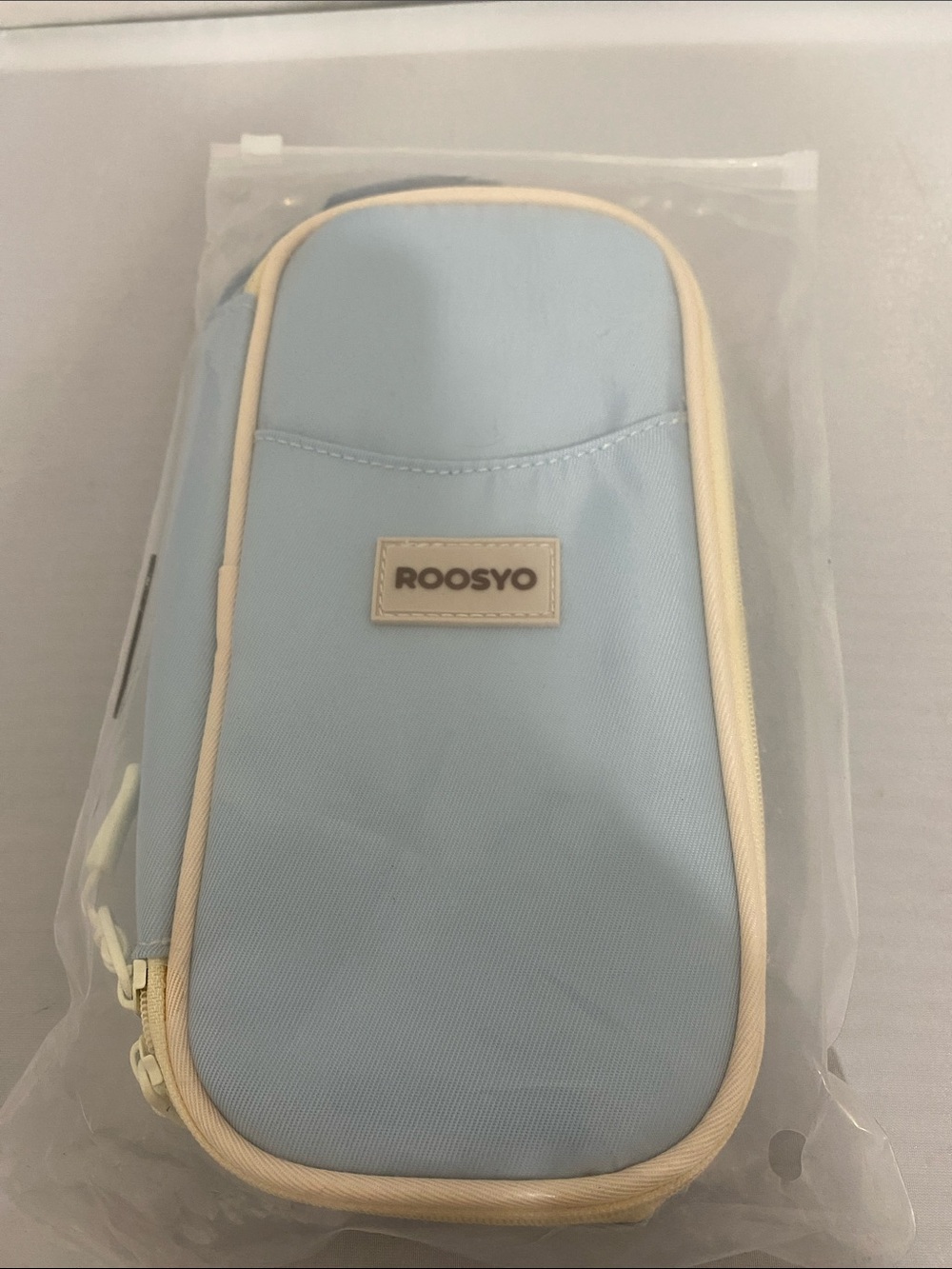 Roosyo Light Blue Pouch with Cream Trim